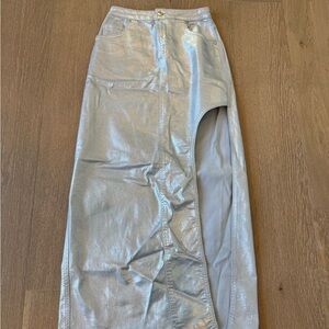 Anthropologie Pilcro Silver Metallic Skirt